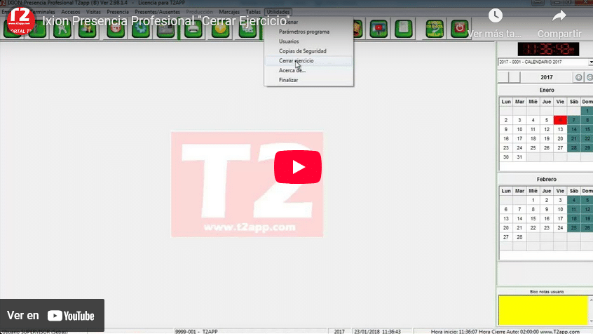 Cerrar- Ejercicio Captura de pantalla del video de T2app control y seguridad En youtube