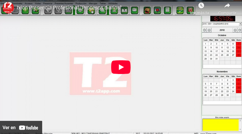 procesos-diarios Captura de pantalla del video de T2app control y seguridad En youtube