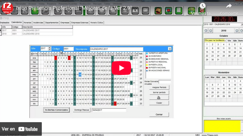 Mejoras programa-2.97.9 Captura de pantalla del video de T2app control y seguridad En youtube