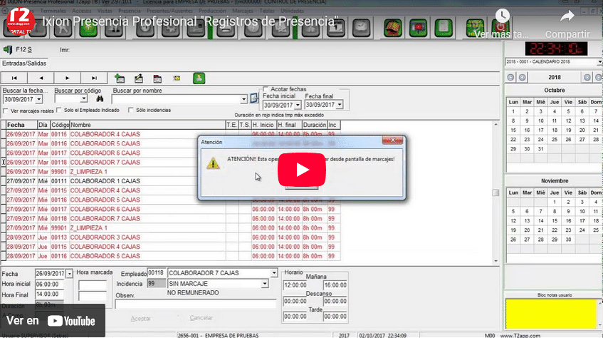 Registros Captura de pantalla del video de T2app control y seguridad En youtube